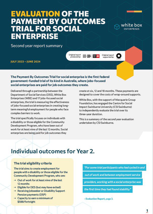 Front page of the PBO evaluation report
